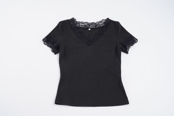 Damen T-Shirt mit elegantem Spitzenbesatz Drune