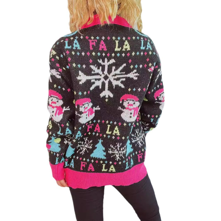Damen festlicher Pullover mit bunten 3D-Applikationen und motivischem Design Drune