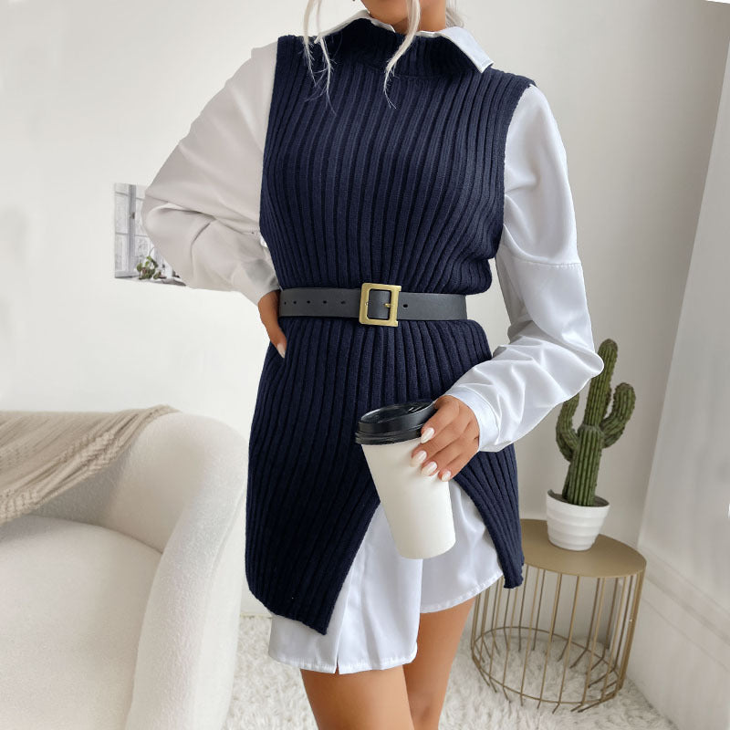 Damen Strickkleid mit tailliertem Gürtel und modernem Design Drune
