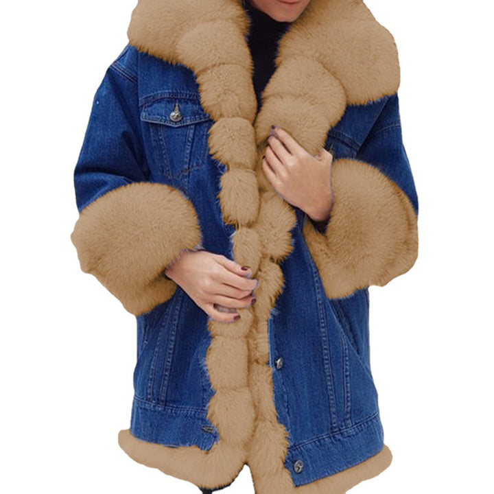 Damen Jeansjacke mit luxuriösem Kunstfellbesatz und praktischem Schnitt Drune