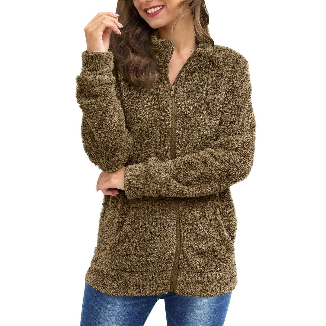 Damen Kuscheljacke mit durchgehendem Reißverschluss und weichem Plüschstoff Drune
