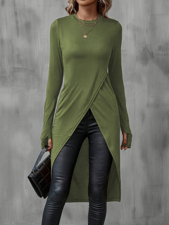 Damen Wickelkleid mit langem Arm und asymmetrischem Schnitt Drune