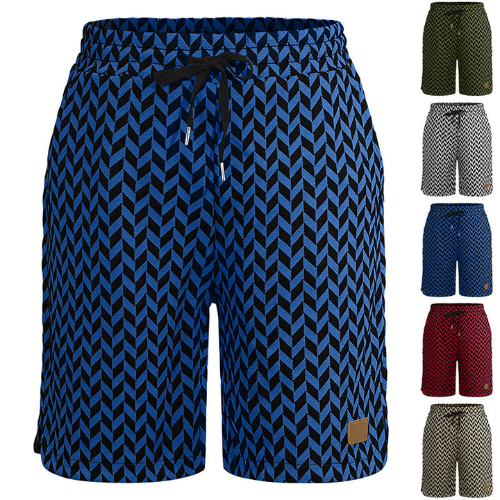 Damen nan Jacquard-Shorts mit elastischem Komfortbund, Tunnelzug und Fischgrätmuster Drune
