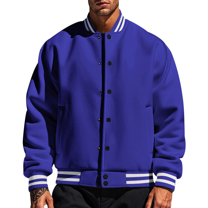 Herren nan College-Strickjacke im Retro-Look mit Rippkragen, Druckknopfverschluss und Eingrifftaschen Drune