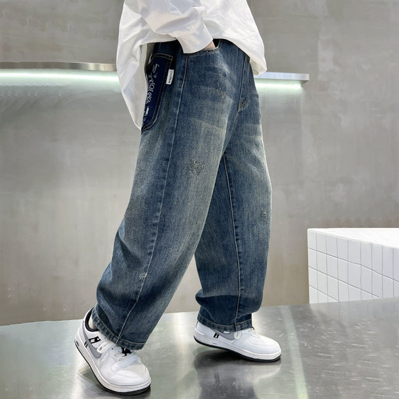Damen lässige Baggy-Jeans mit einzigartigem Taschen-Design Drune