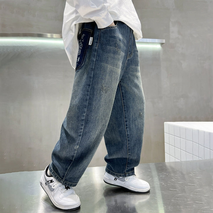 Damen lässige Baggy-Jeans mit einzigartigem Taschen-Design Drune