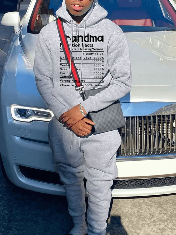 Damen lässiges Hoodie und Jogginghose Set mit motivierendem Aufdruck Drune