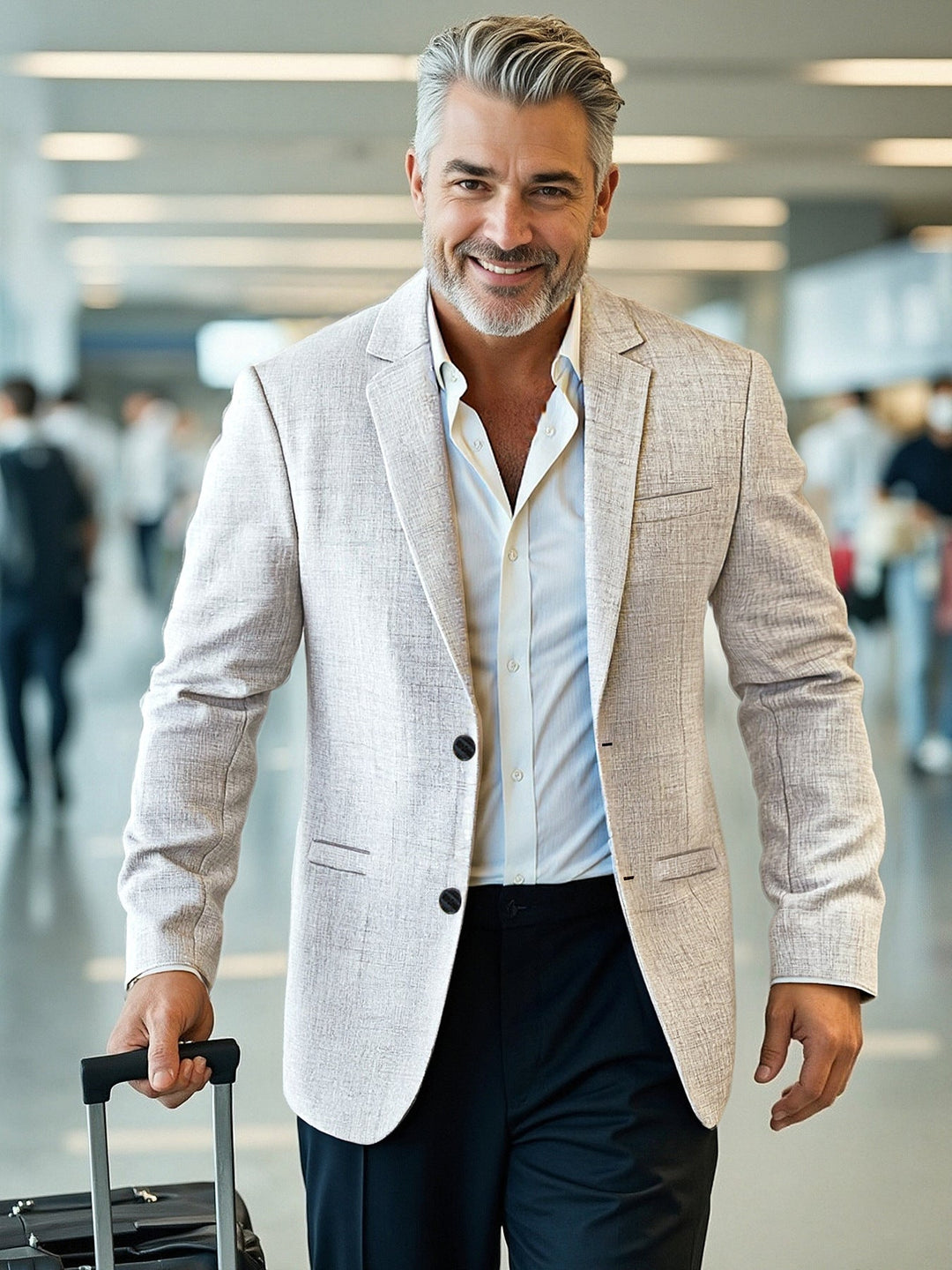 Herren eleganter, strukturierter Blazer mit modernem Schnitt Drune