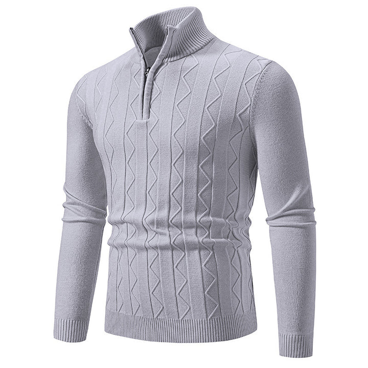 Herren eleganter Rollkragenpullover mit Zopfmuster und hohem Kragen Drune