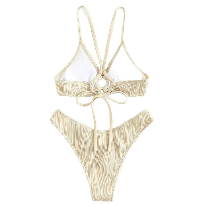 Damen Bicolor Plissee Bikini Set Drune