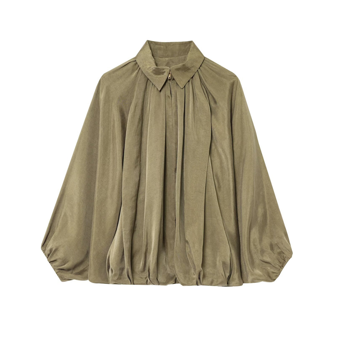 Damen schicke blusige Oberjacke mit Drapierung Drune