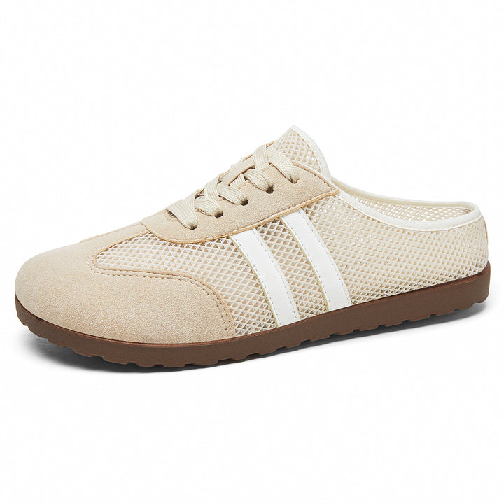 Damen nan atmungsaktive Slip-On Mule-Sneaker mit Mesh-Oberteil und Velourslederbesatz Drune