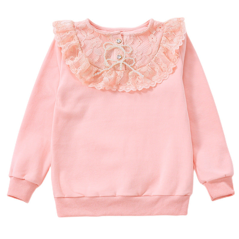 Mädchen Sweatshirt mit romantischem Spitzenkragen Drune