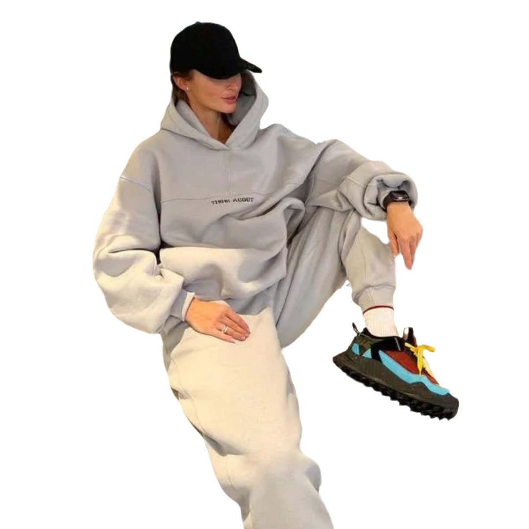 Unisex nan oversized Kapuzenpullover und taillenhohe Jogginghose Set Drune