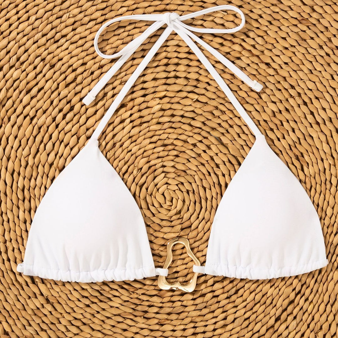 Damen Triangel-Bikini mit verstellbaren Trägern und dekorativen Schnallen Drune