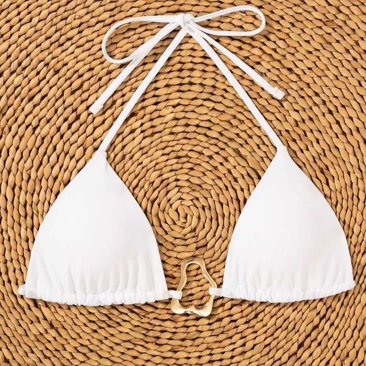 Damen Triangel-Bikini mit verstellbaren Trägern und dekorativen Schnallen Drune