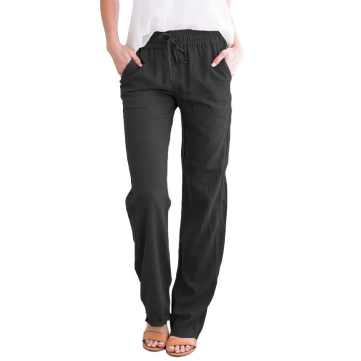 Damen Weite Leinenhose mit elastischem Bund und praktischen Seitentaschen Drune