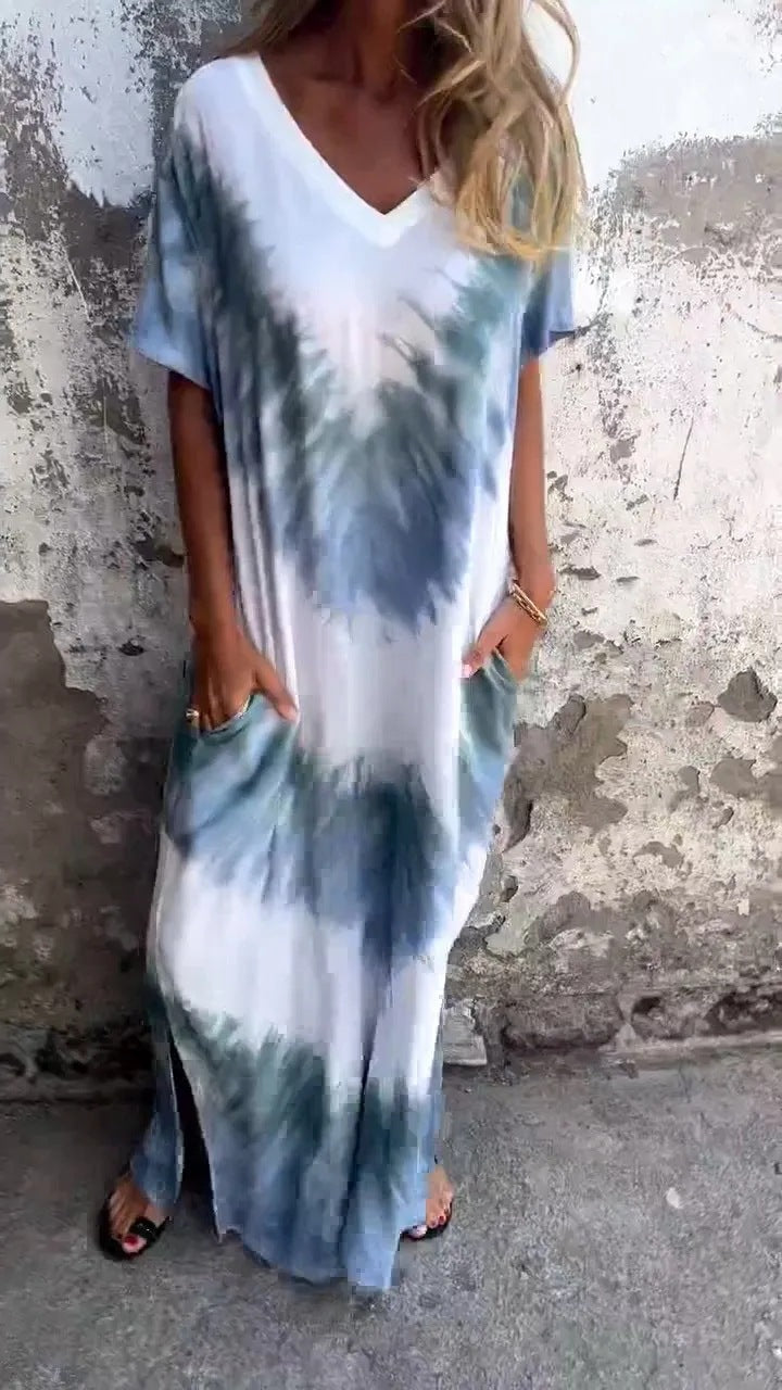 Damen Maxikleid mit lässigem V-Ausschnitt und praktischen Taschen Drune