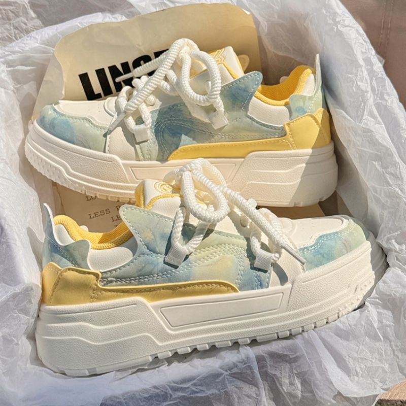 Damen modische Sneaker mit innovativem Plateau-Design und atmungsaktiver Obermaterial-Hybridstruktur Drune