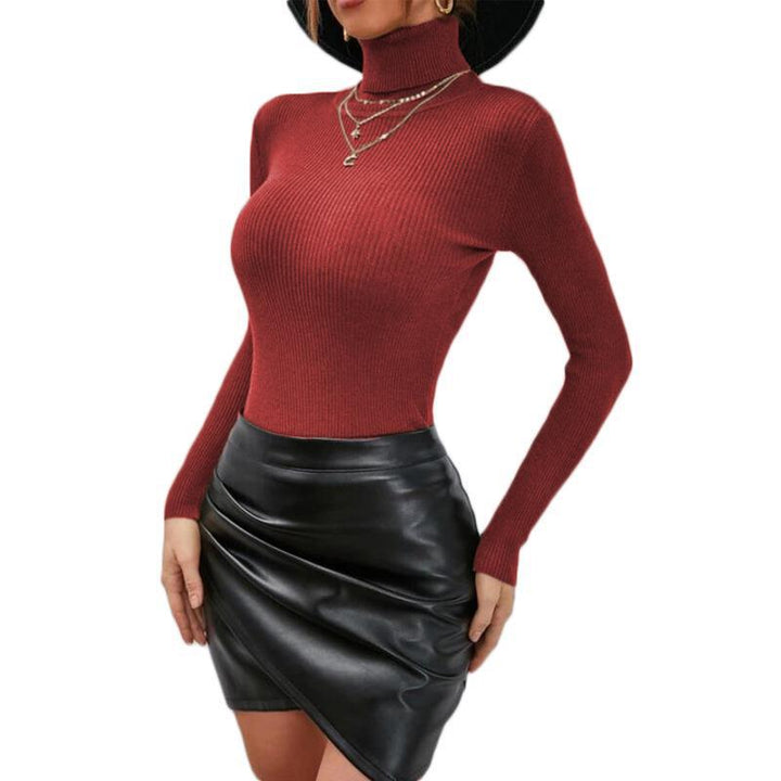 Damen Rollkragenpullover mit feiner Rippstruktur und figurbetontem Schnitt Drune