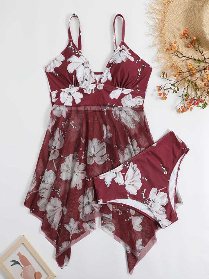 Damen Strandkleid mit floralem Überwurf Drune