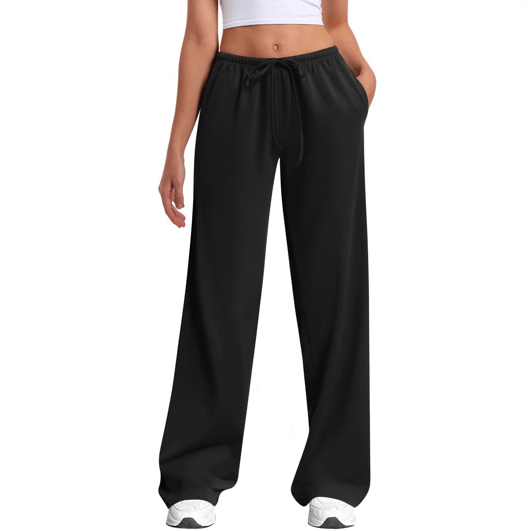 Damen nan hochgeschnittene weite Jogginghose mit elastischem Komfortbund und Kordelzug Drune