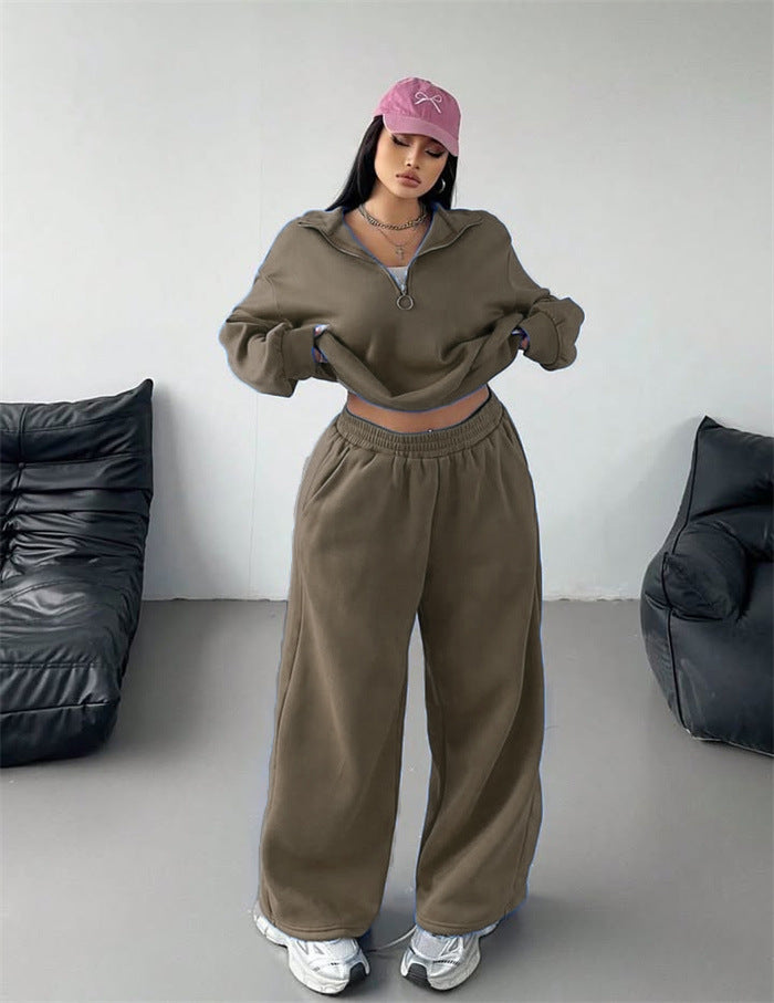Damen Kuscheliges Fleece-Set mit hohem Kragen Drune