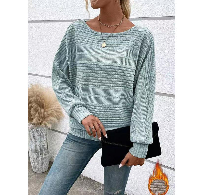 Damen lässiger Strukturpullover mit weitem Schnitt Drune