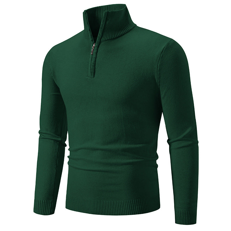 Herren nan Feinstrick-Halbzip-Pullover mit Rippen-Stehkragen und schmaler Passform Drune