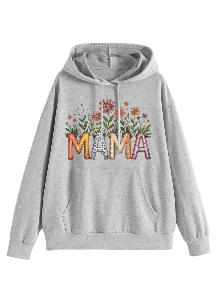 Damen Kapuzenpullover mit floralem Aufdruck und inspirierendem Schriftzug Drune