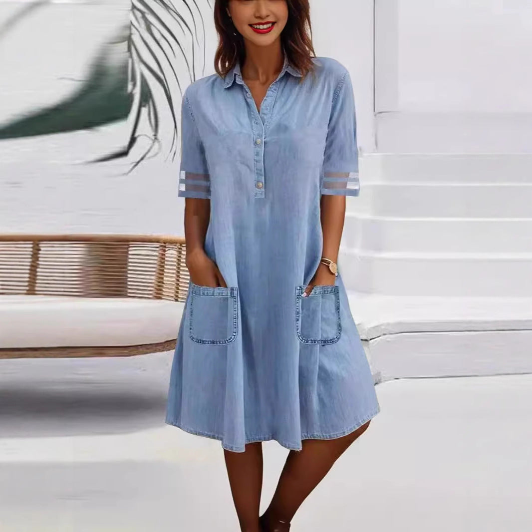 Damen Hemdblusenkleid mit praktischen Taschen und modernem Schnitt Drune