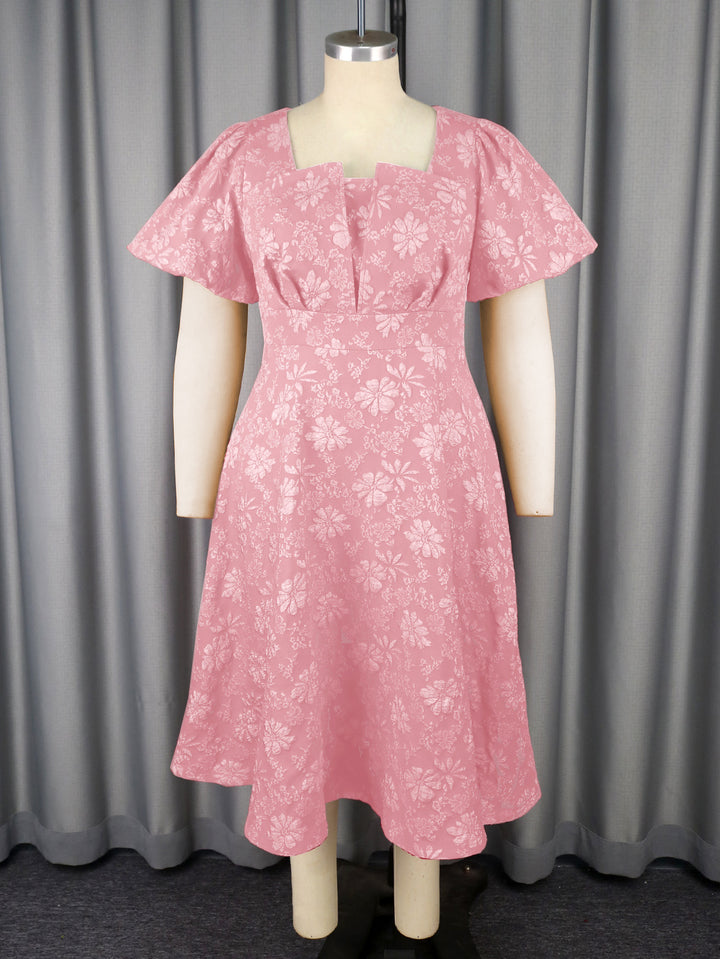 Damen Midikleid mit schwingendem Rock und floralen Mustern Drune