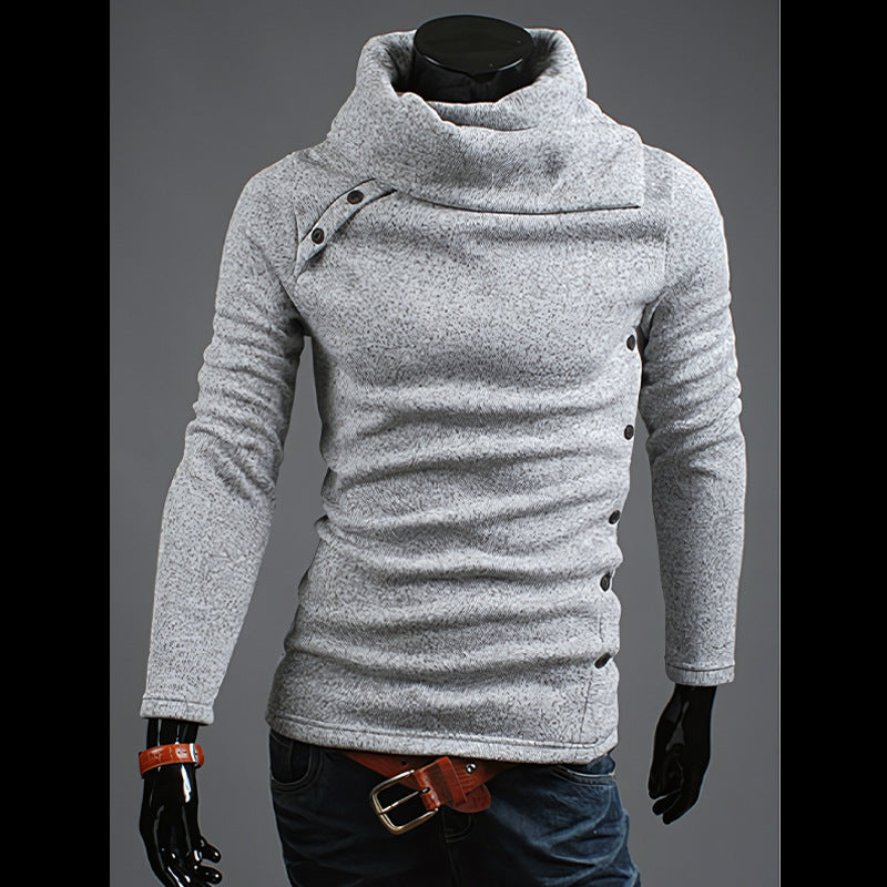 Herren nan Strickpullover mit großem Schalkragen, asymmetrischer Knopfleiste und schmaler Silhouette Drune
