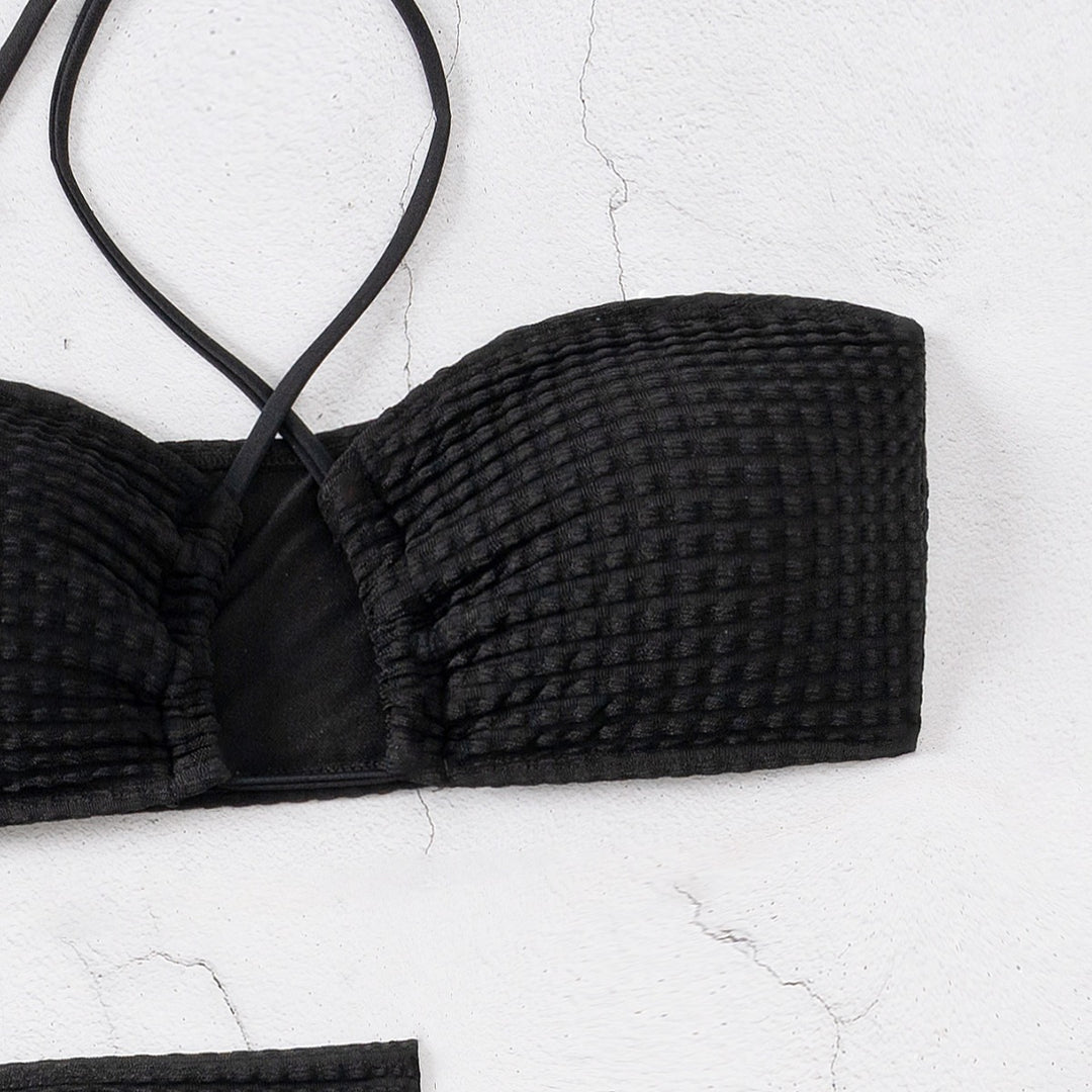 Damen Bandeau-Bikini mit verstellbaren Trägern und schnürbarem Rock Drune