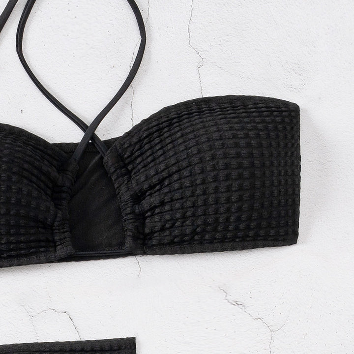 Damen Bandeau-Bikini mit verstellbaren Trägern und schnürbarem Rock Drune