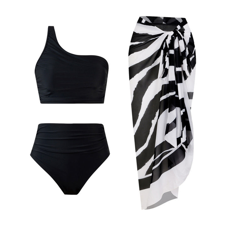 Damen Bikini-Set mit elegantem asymmetrischen Oberteil und hohem Taillenslip Drune