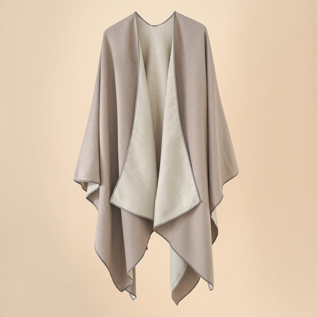 Damen Wohlfühl-Poncho aus weichem Wollmix mit elegantem Schnitt Drune
