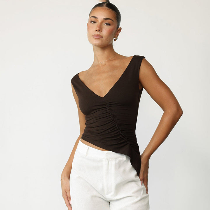 Damen figurbetontes Top mit Rüschendetails Drune