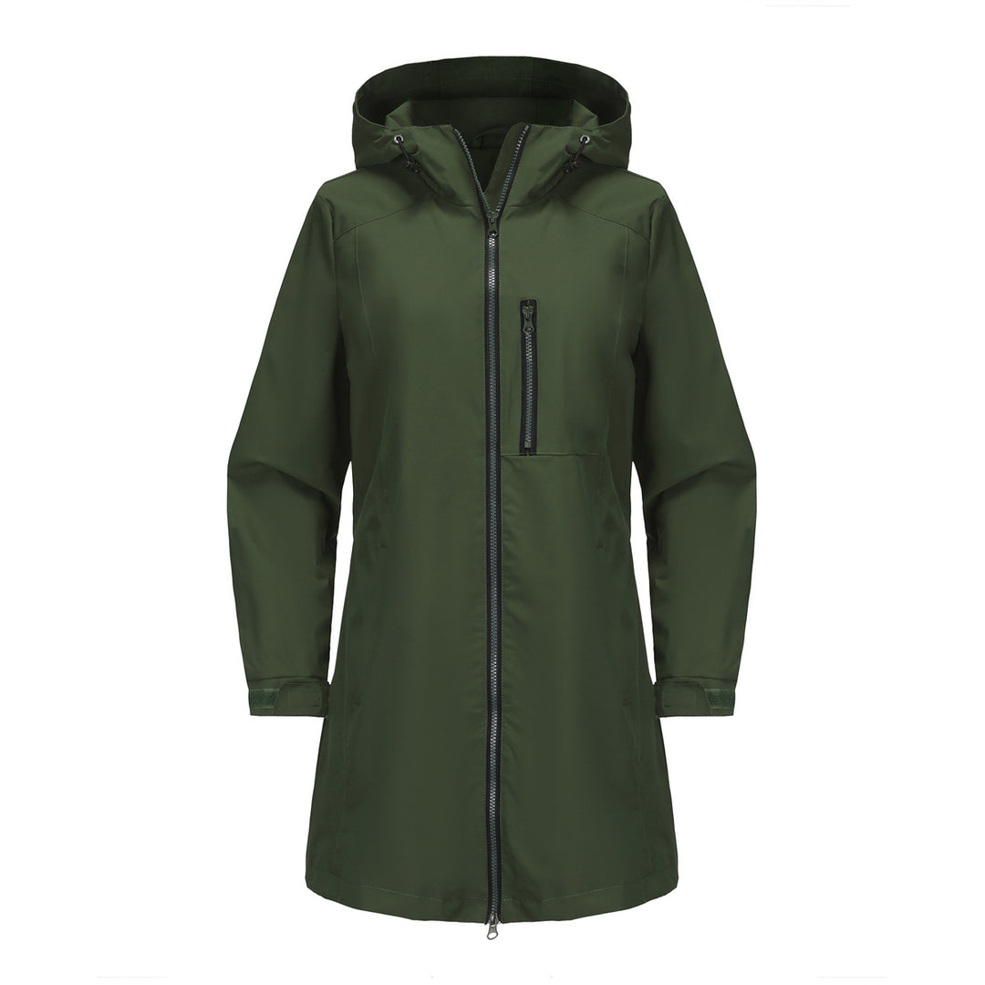 Damen modische Regenjacke mit Kapuze und praktischen Taschen Drune