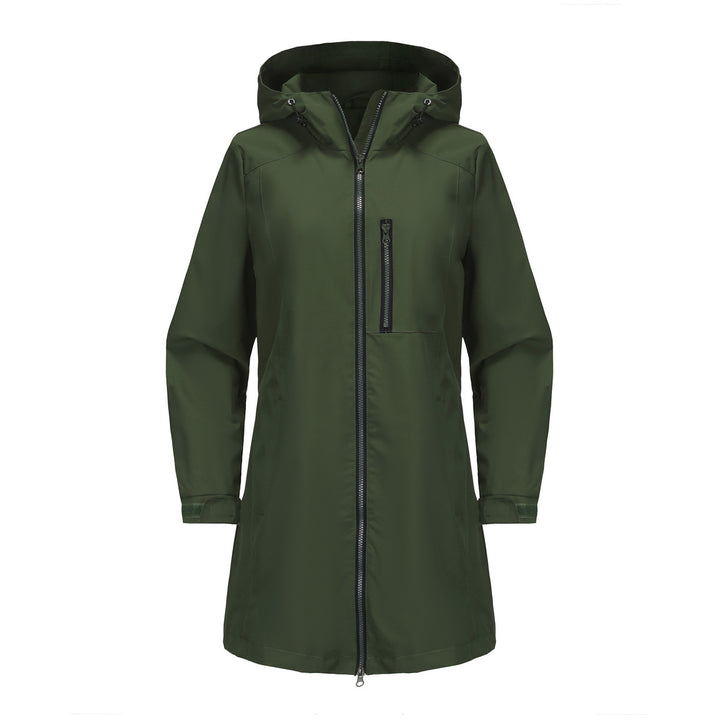 Damen modische Regenjacke mit Kapuze und praktischen Taschen Drune