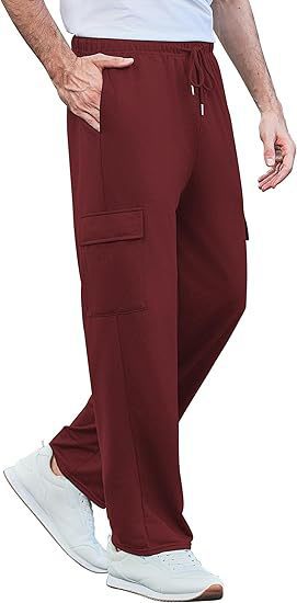Herren nan komfortable Cargo-Loungehose mit elastischem Bund, Kordelzug, geradem Bein und aufgesetzten Klappentaschen Drune