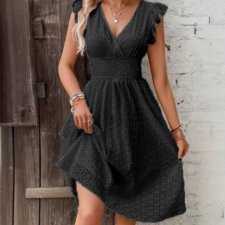 Damen Wickelkleid mit luftigen Rüschen und elastischem Bund Drune