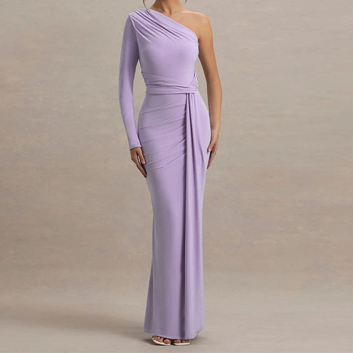 Damen Elegantes schulterfreies Maxikleid mit geschwungenem Rüschendesign Drune