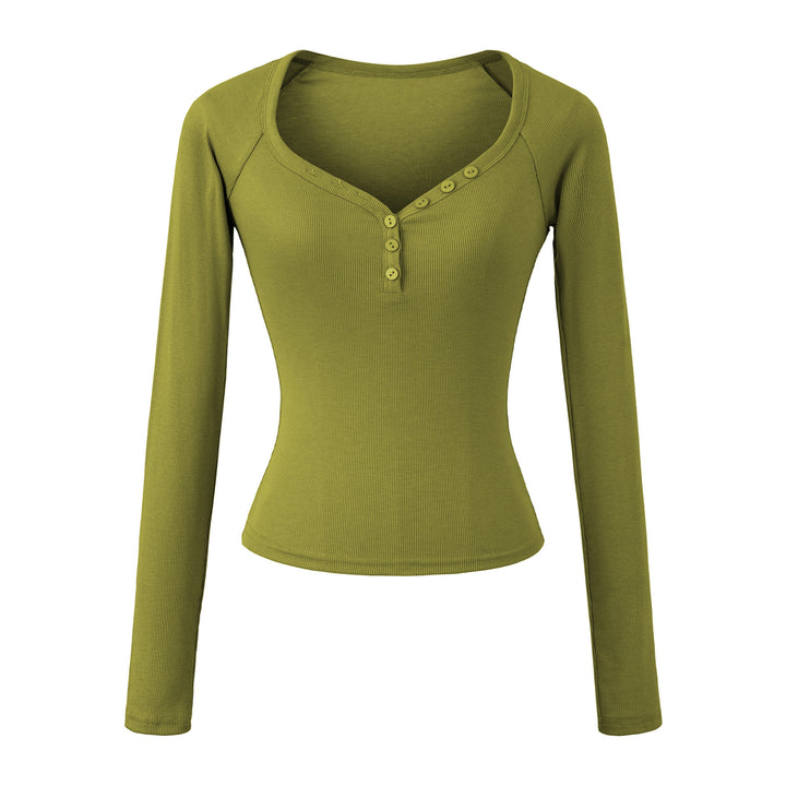 Damen Langarmshirt mit elegantem Knopfverschluss Drune