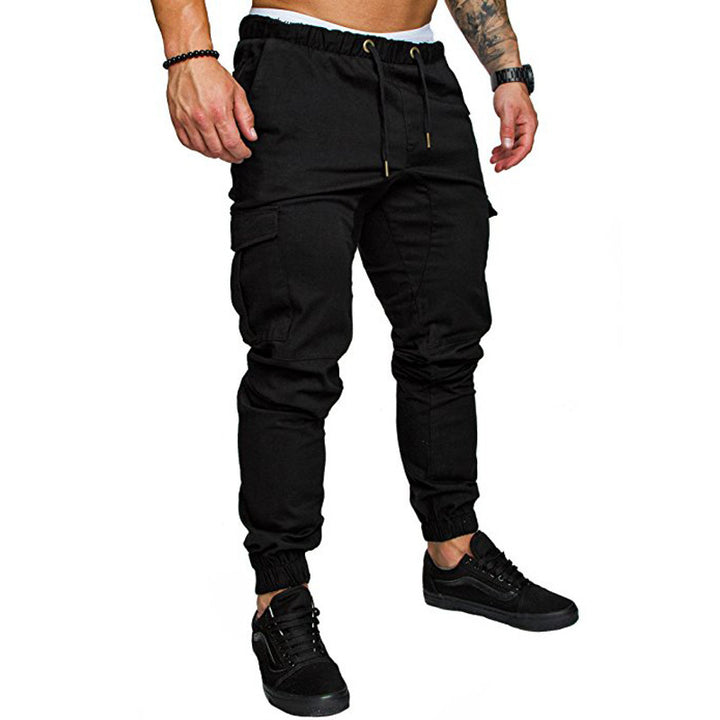 Herren nan taillierter Cargo-Jogger mit elastischem Bund, Kordelzug und aufgesetzten Taschen Drune