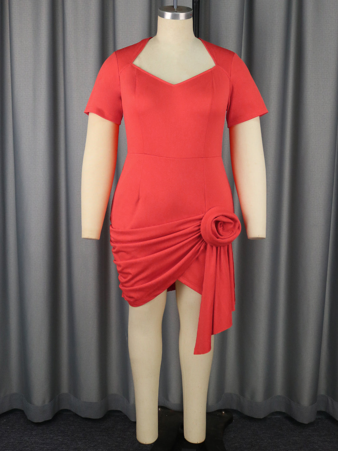 Damen figurbetontes Kleid mit asymmetrischem Drapierungsdetail Drune