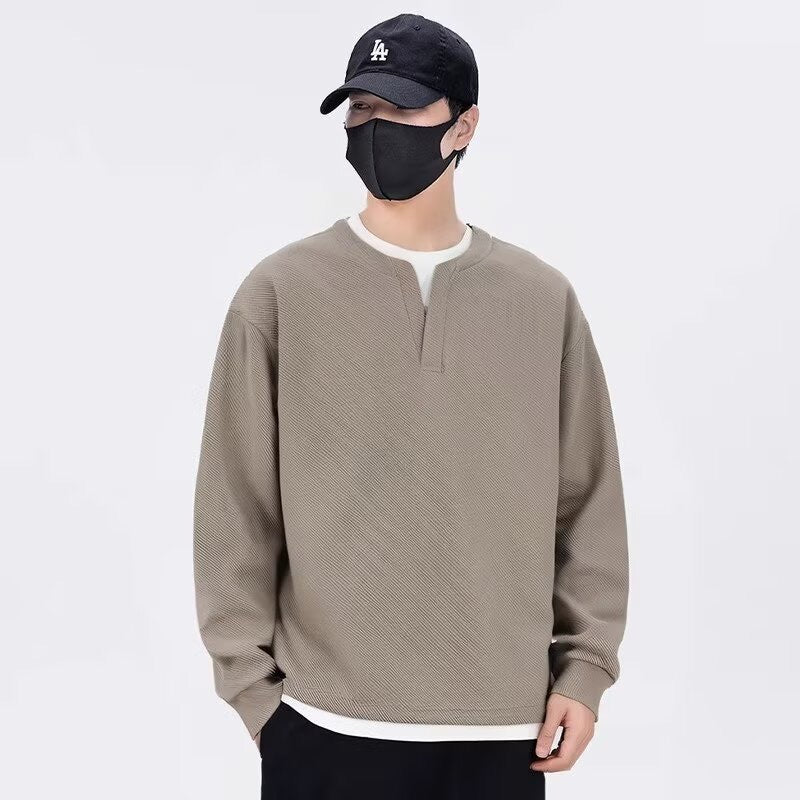 Herren lässiger Sweatshirt mit modernem Stehkragen und hochwertiger Textur Drune