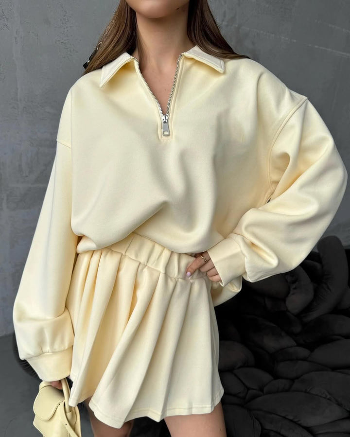 Damen modischer Sweatshirt mit Reißverschluss Drune