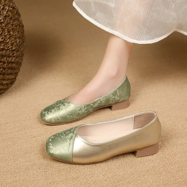 Damen elegante Ballerinas mit modischem Metallic-Akzent und floralem Design Drune