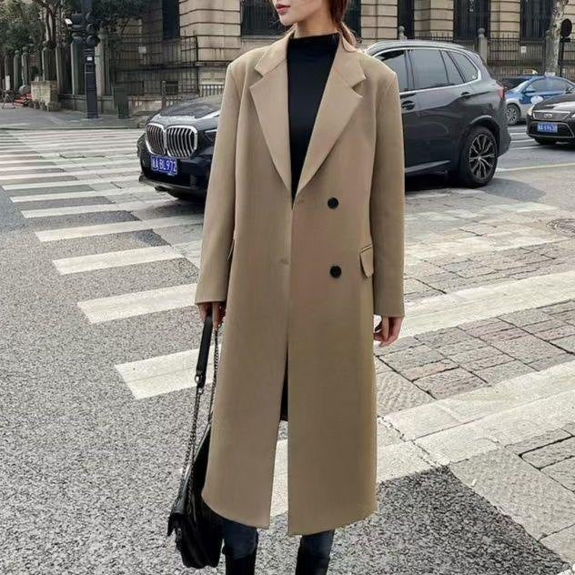Damen Eleganter Doppelreiher-Mantel Drune